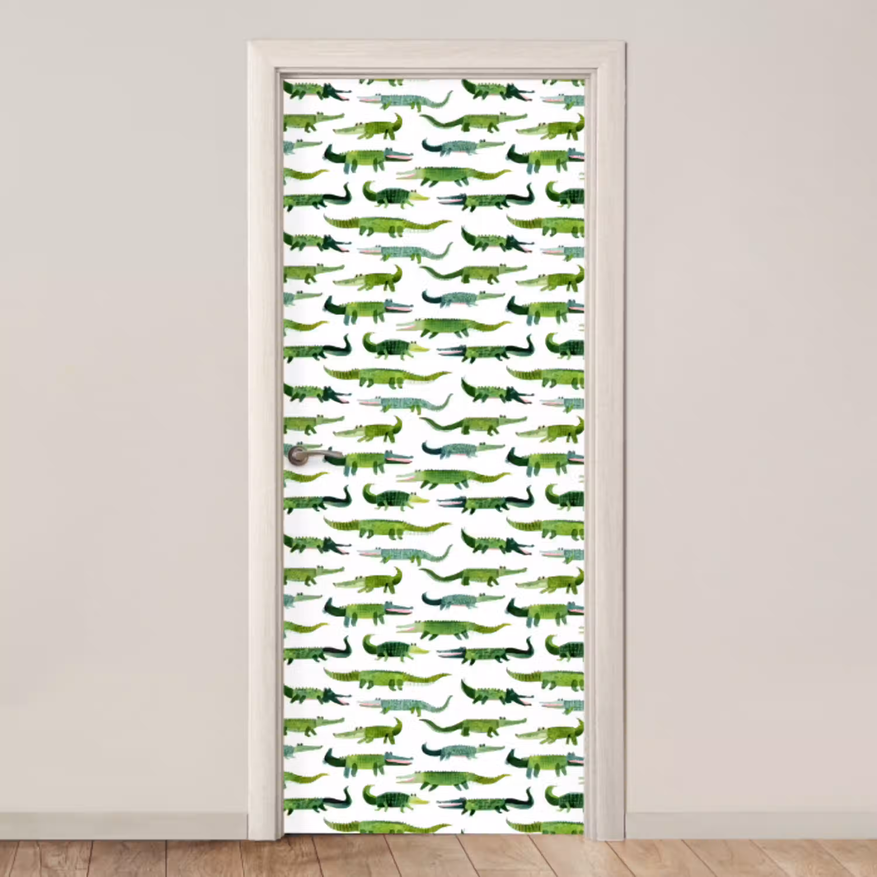 krokodillen - Speels - Groen deurposter klein 289 -3d_beige