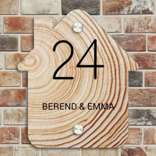 Holzmaserung - Klassisch Naambord Huisje klein -sfeer6
