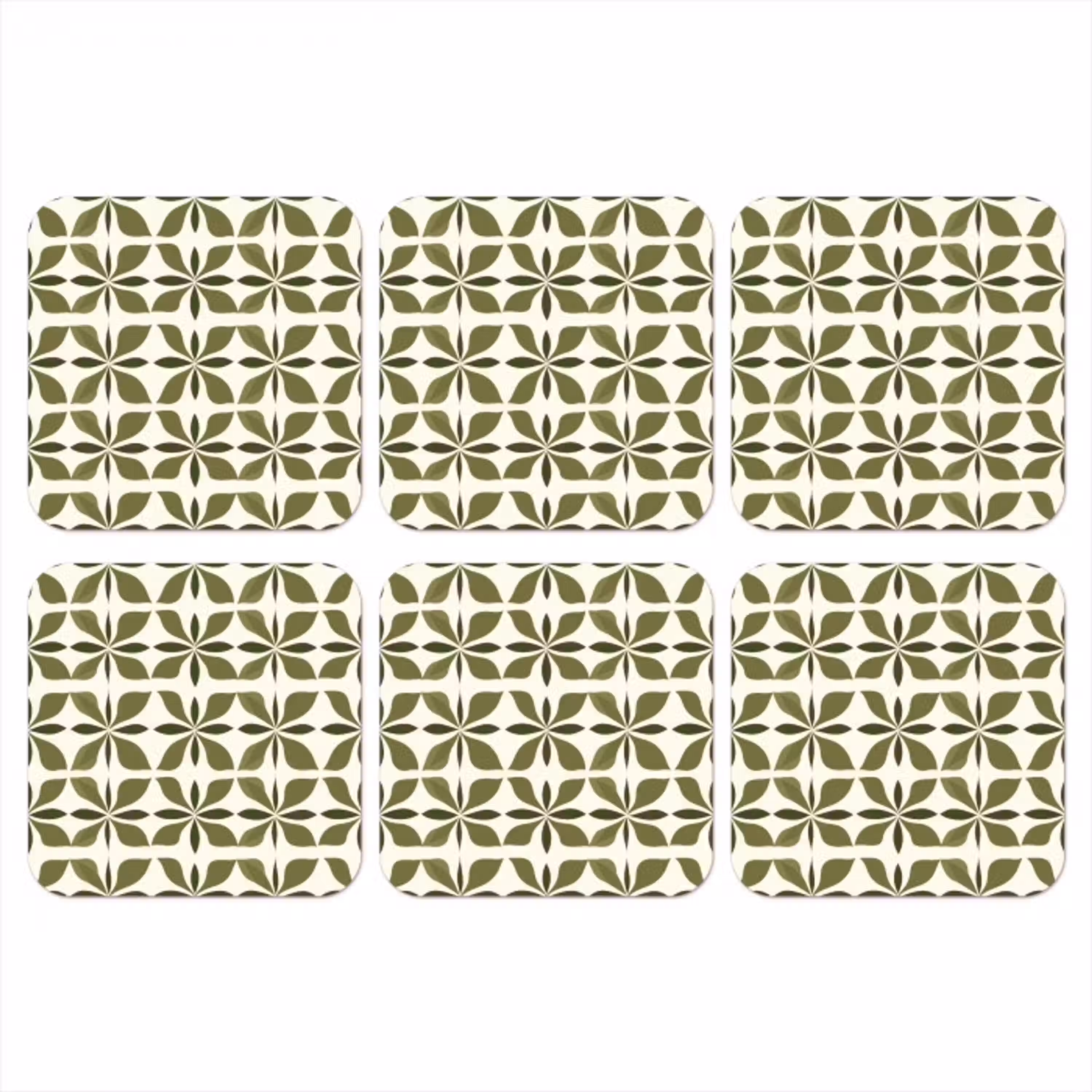 Botanisch - Retro - Groen onderzetter kurk middel 366 -3d