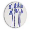 Bloemen - Blauw - Lijnen - Bloemblaadjes Akoestische PET Vilt - Rond klein -3d