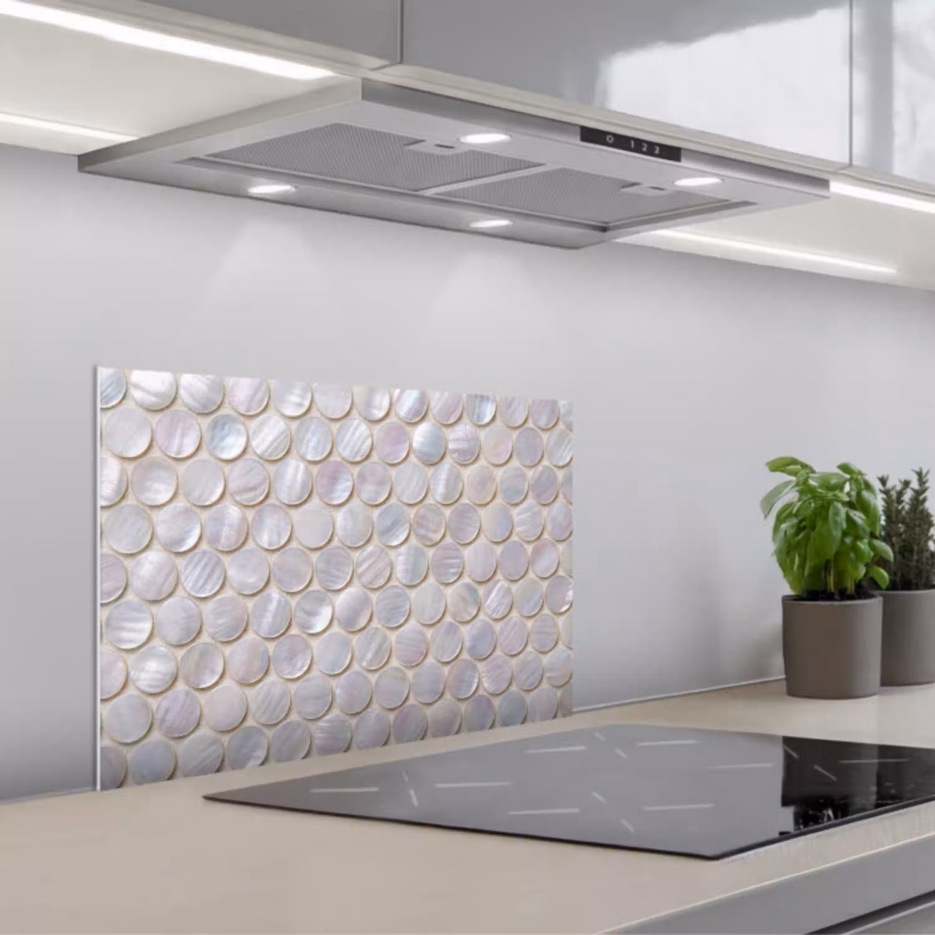 Patroon - Cirkels - Abstract - Modern - Wit keuken achterwand spatscherm klein -3d_schuin