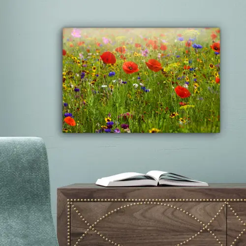 Lente - Bloemen - Rood - Klaproos - Gras - Groen canvas 2cm klein -sfeer4