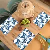 Blauw - Vlinders - Bloemen - Wit Placemat vinyl groot 368 -zzsfeer5_Kitchenyeah-website