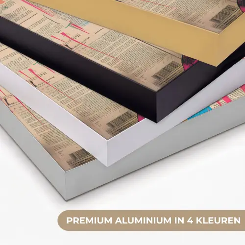 Vrouwengezicht - Krantenpapier - Abstract - Roze Textielframe zwart klein -USP_kleurenNL