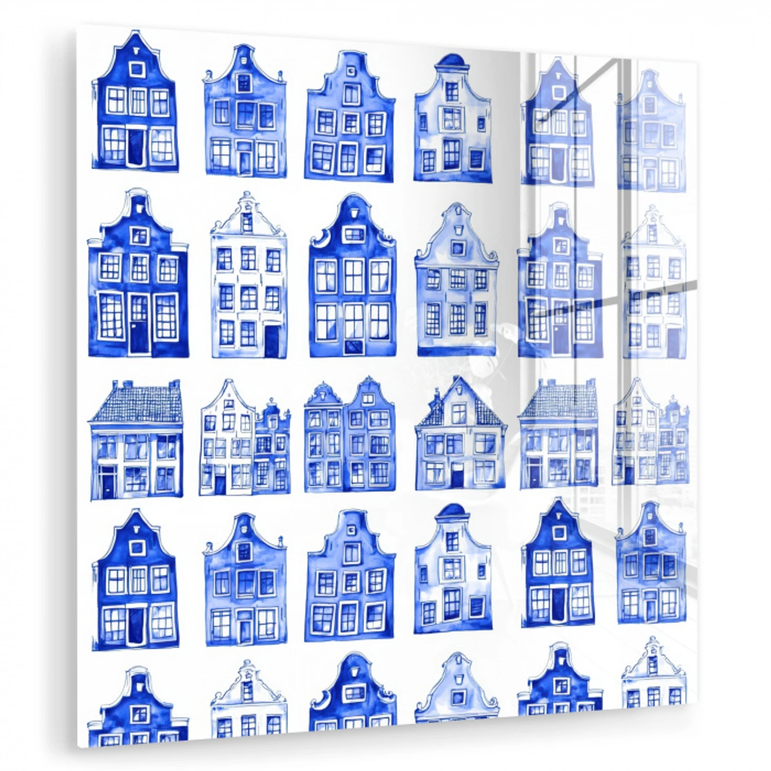 Patroon - Huizen - Blauw plexiglas 5mm klein 11 -zzzproduct_nieuw