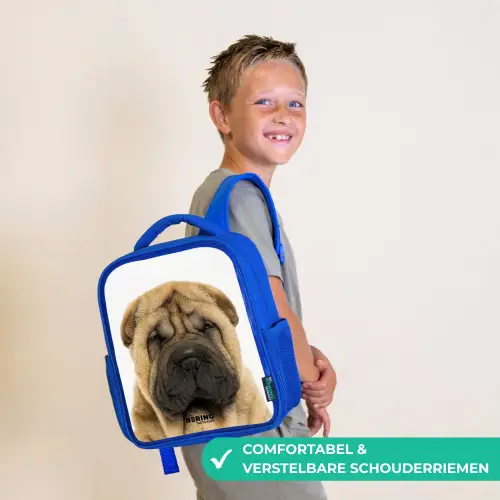 Hondje met Boos Hoofd Kinderrugzak - Blauw middel -sfeer3_NL