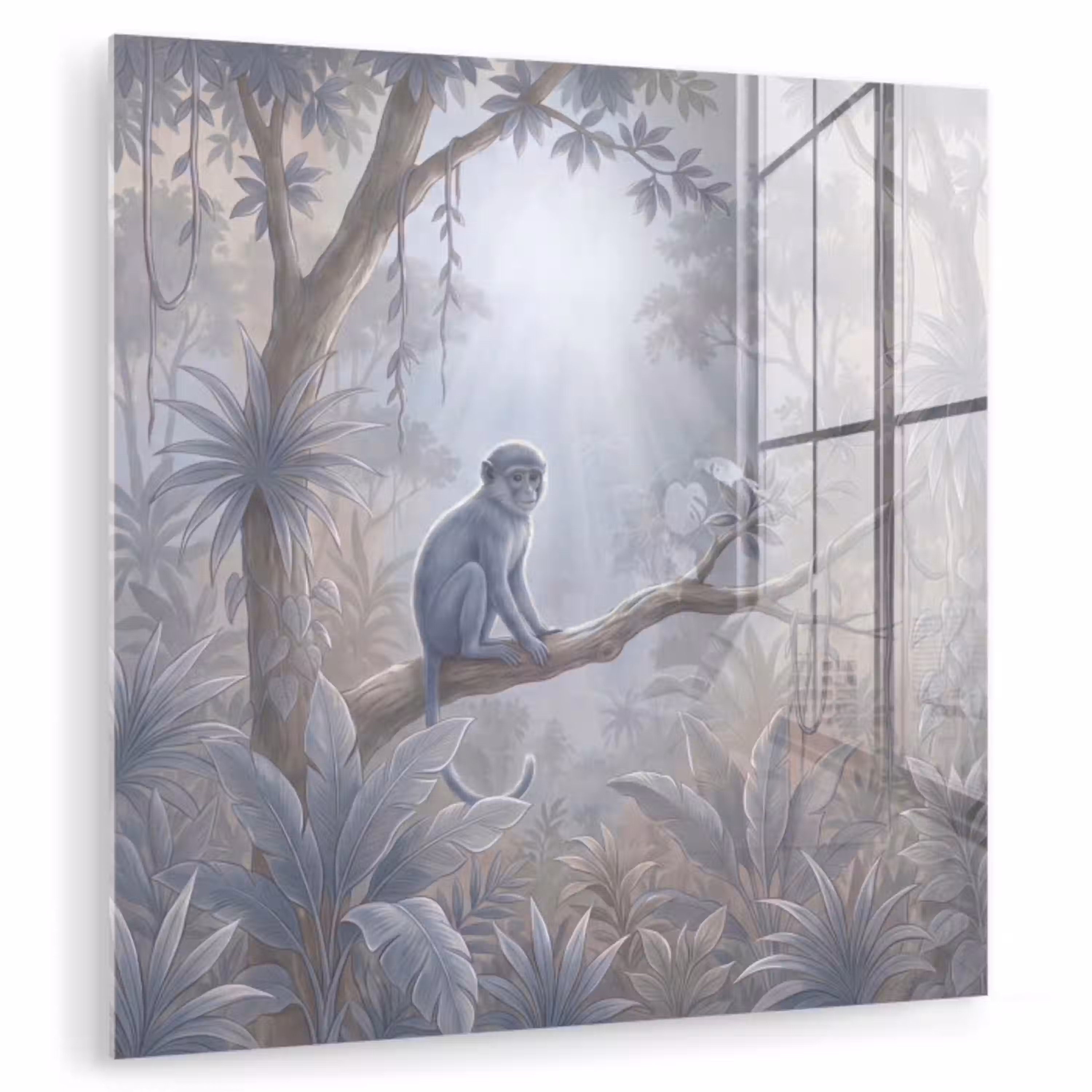 Aap - Boom - Jungle - Natuur - Grijs plexiglas 5mm klein -zzzproduct_nieuw
