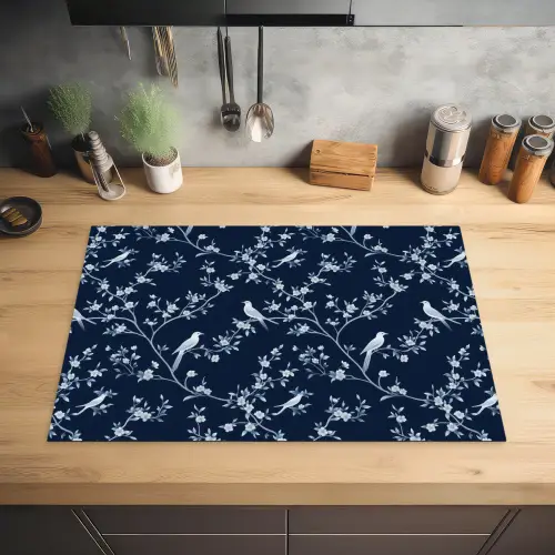 Grafisch - Bloesemtak - Blauw Inductie beschermer vinyl 3mm klein 276 -sfeer5