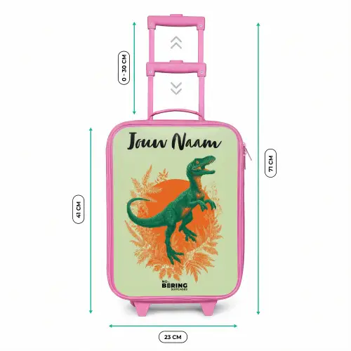 Dino - Natuur - Groen Kinderkoffer - Roze klein -productfoto_formaten
