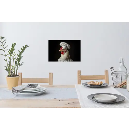 Kok - Rood - Kip Muursticker klein -eettafel
