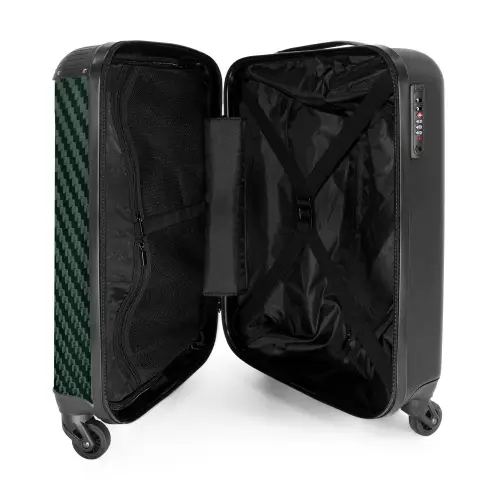 Groene carbonstructuur met zwarte middenstreep NBS - Handbagage koffer - Volwassenen Unisex middel -binnenkant