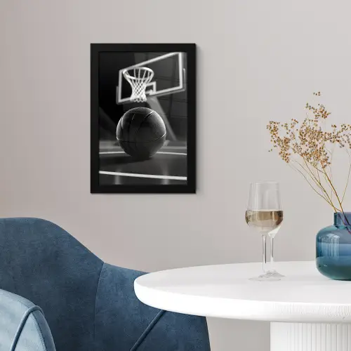 Basketbal - Basketbalveld - Lichtlijnen fotolijst zwart zonder passe partout klein -sfeer4