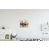Moderne kunst - Oranje - Grijs - Abstract textielposter latten blank klein -kinderkamer
