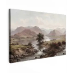 Berglandschap - Meer - Bergen - Vallei - Klassiek canvas 2cm klein -z3d