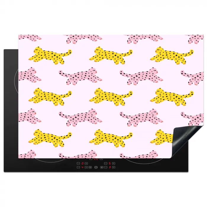 Geel - Roze - Katten - Wit Inductie beschermer vinyl 3mm klein 276 -3d