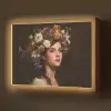 Portret - Vrouw - Bloemen Light Box met batterij (Wandlamp) middel -z3d_website