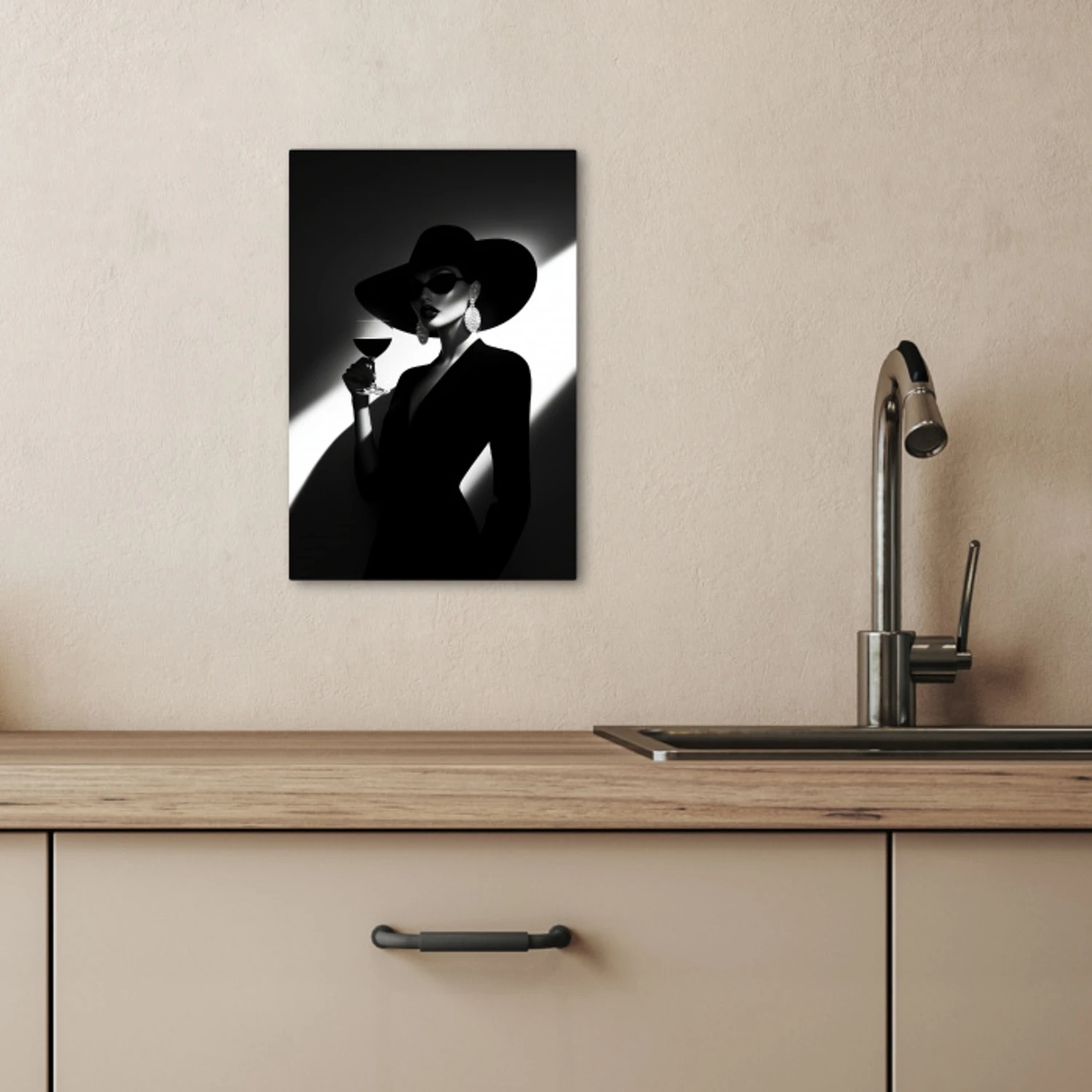 Vrouw - Wijn - Chic KitchenYeah - Keuken - Canvas klein -sfeer2