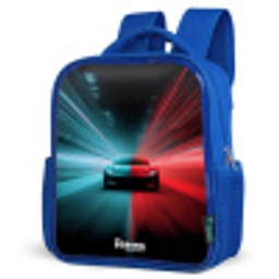 Sportwagen - Lichtstralen - Neon - Blauw Kinderrugzak - Blauw middel -schuin