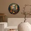 Uil - Vogel - Bloemen - Planten - Botanisch Wandcirkel behangsticker klein -sfeer1