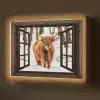 Schotse Hooglander - Sneeuw - Natuur - Dieren - Doorkijk - Winter Light Box met batterij (Wandlamp) middel -z3d_website