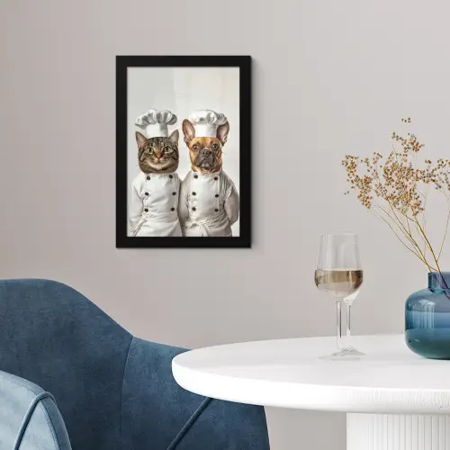 Kat - Hond - Kokskleding fotolijst zwart zonder passe partout klein -sfeer4