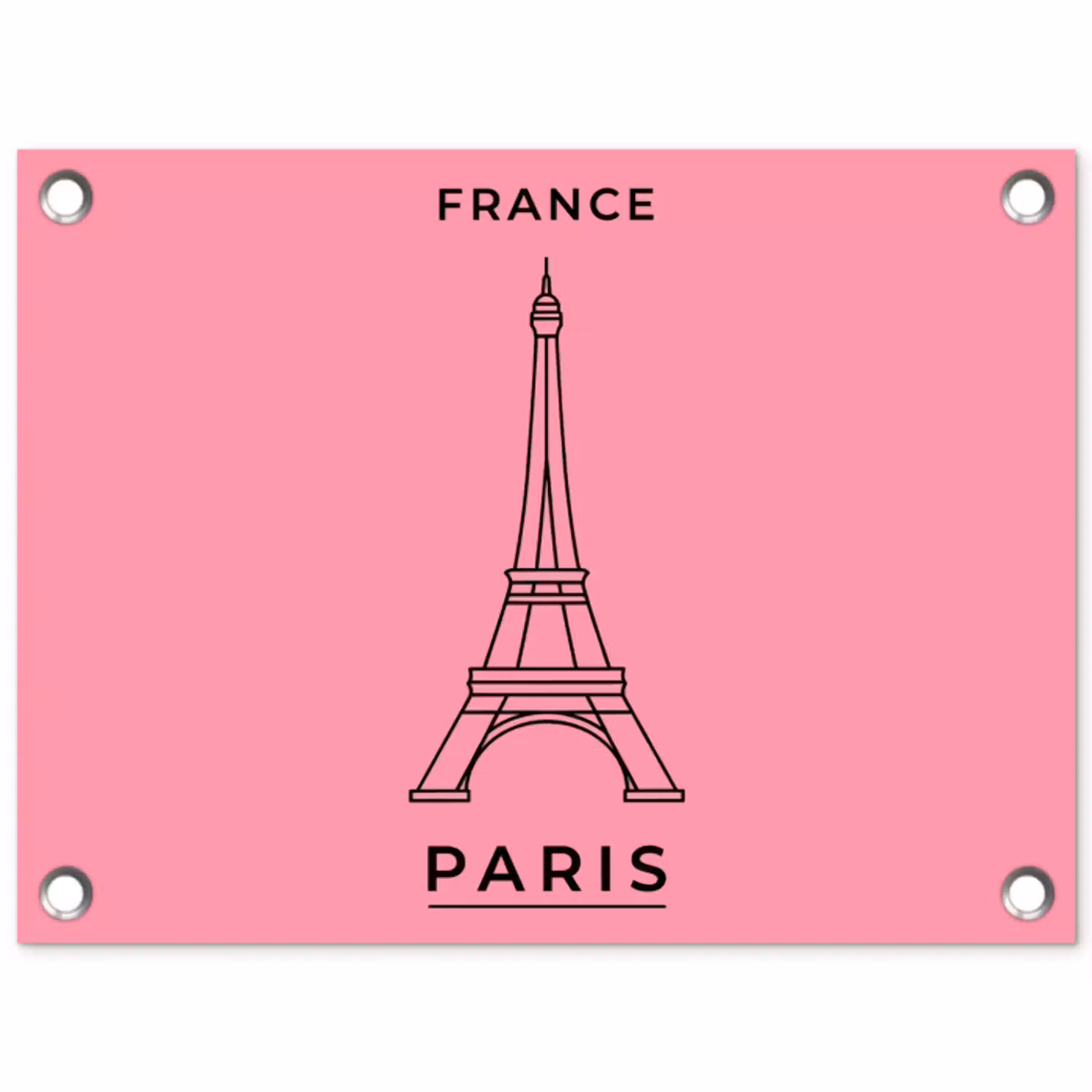 Eiffeltoren - Parijs - Architectuur - Minimalistisch - Roze tuinposter los doek klein -3d