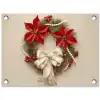 Deurkrans - Strik - Kerst - Rood - Groen tuinposter los doek klein -3d