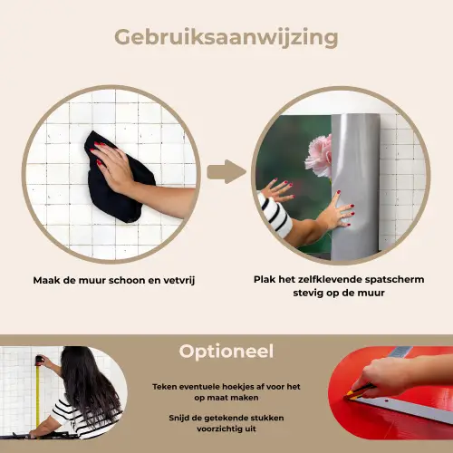 Anjer - Roze - Bloemblaadjes keuken achterwand spatscherm klein -gebruiksaanwijzing_NL