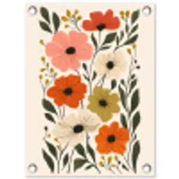 Veldbloemen - Stengels - Blaadjes - Groen tuinposter los doek klein -3d