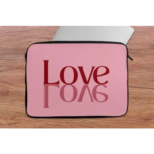 Love - Roze - Spiegeling laptophoes neopreen klein -tafel