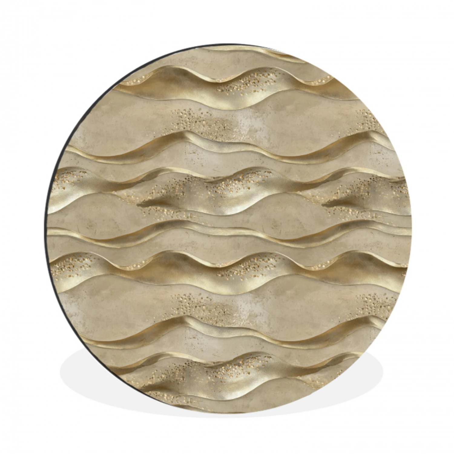 Golven - Patroon - Goud Wandcirkel aluminium klein 190 -3d