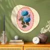 Bloemen - Blauw - Lijst - Bladeren Wandcirkel Organisch Aluminium middel -sfeer2