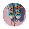 Sneakers - Veters - Kleurrijk - Schaduw Wandcirkel aluminium klein -3d