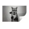 Vos - WC-ontstopper - Zwart - Wit Muursticker klein -3d