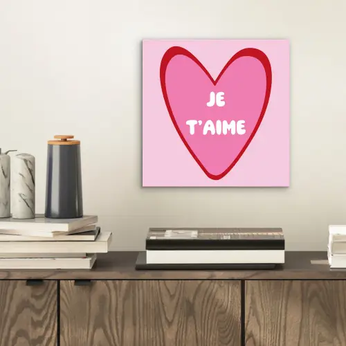 Hart - Frans - Valentijn - Roze aluminium wit klein -sfeer1