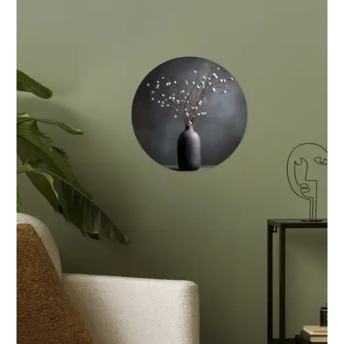 Takken - Vaas - Bolletjes - Wit Wandcirkel behangsticker klein -sfeer2