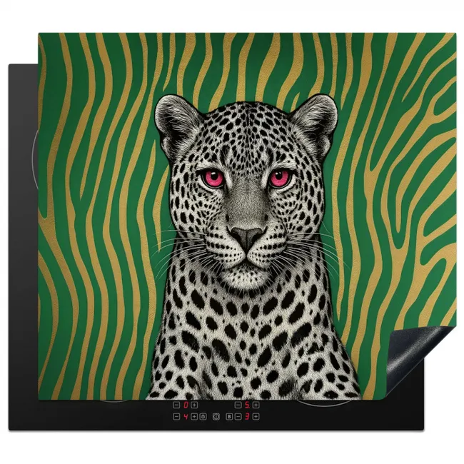 Panter - Zebrapatroon - Groen Inductie beschermer vinyl 3mm middel -3d