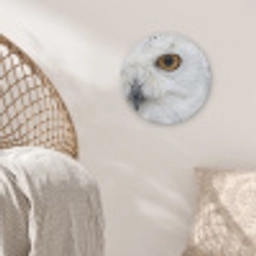 Sneeuwuil - Oog - Wildlife - Wit Akoestische PET Vilt - Rond klein -sfeer4