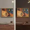 Silhouetten - Abstract - Zon - Maan Light Box met batterij (Wandlamp) middel -sfeer3