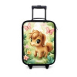 Paard - Bloemen - Vlinders Kinderkoffer - Zwart klein -3d