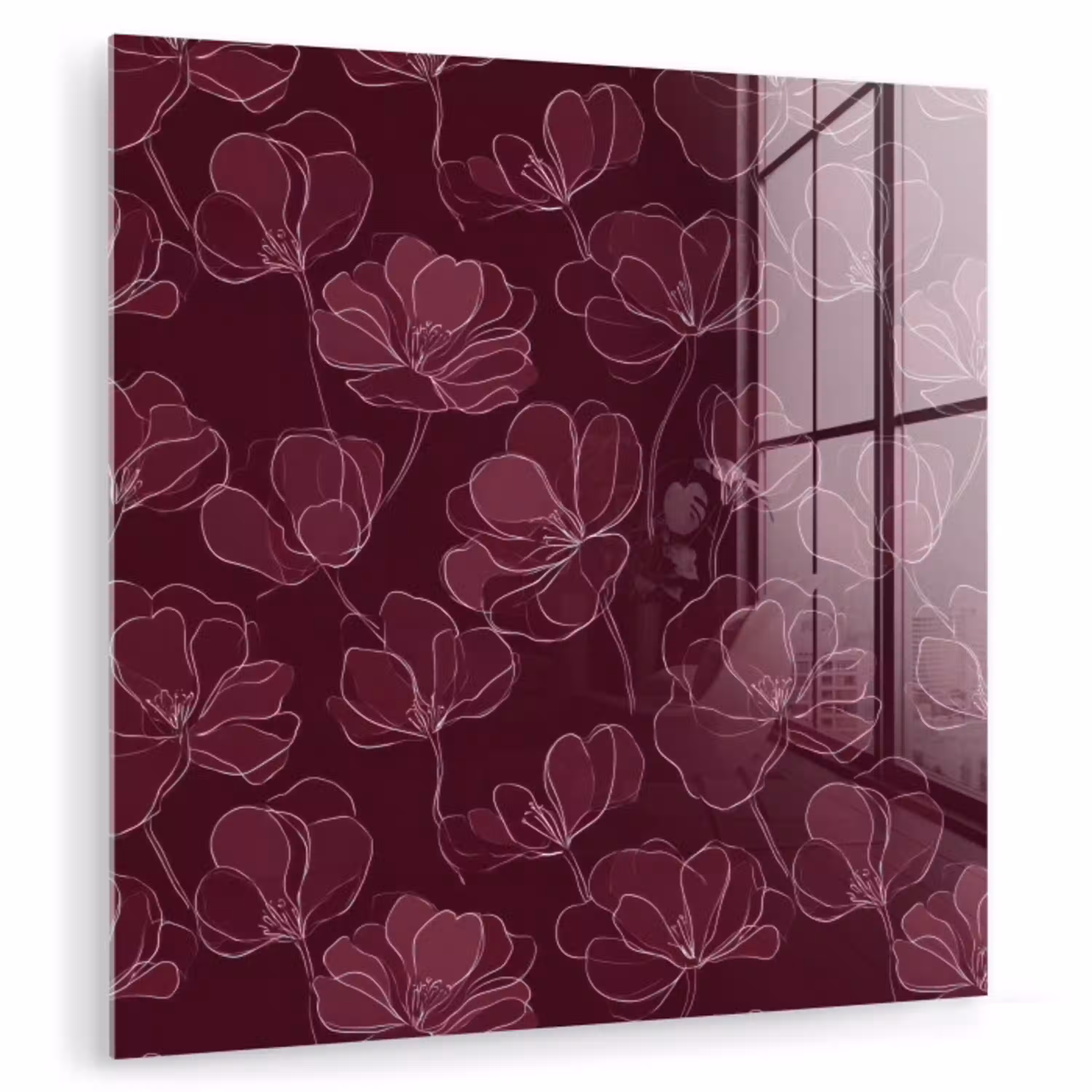 Bloemen - Patroon - Bordeauxrood plexiglas 5mm klein 11 -zzzproduct_nieuw