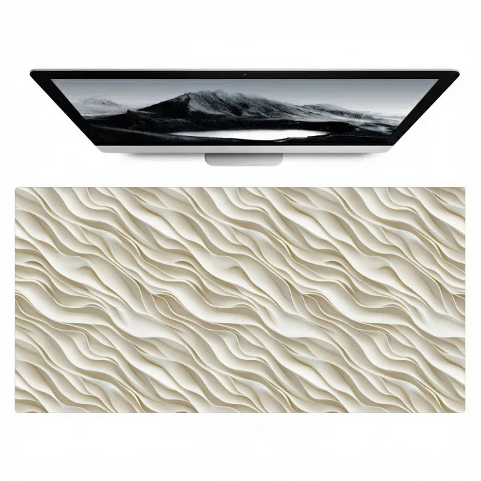 Golven - Wit - Minimalistisch Muismat XXL klein 681 -zzz3d