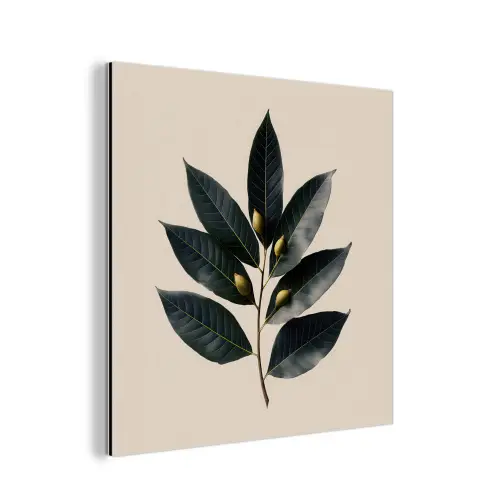 Laurierbladeren - Bloemknoppen - subtiel aluminium wit klein -3d