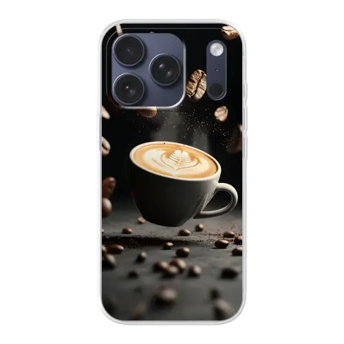 Cappuccino - Kop - Bonen - Bruin Telefoonhoesje iPhone 17 Pro klein -3d