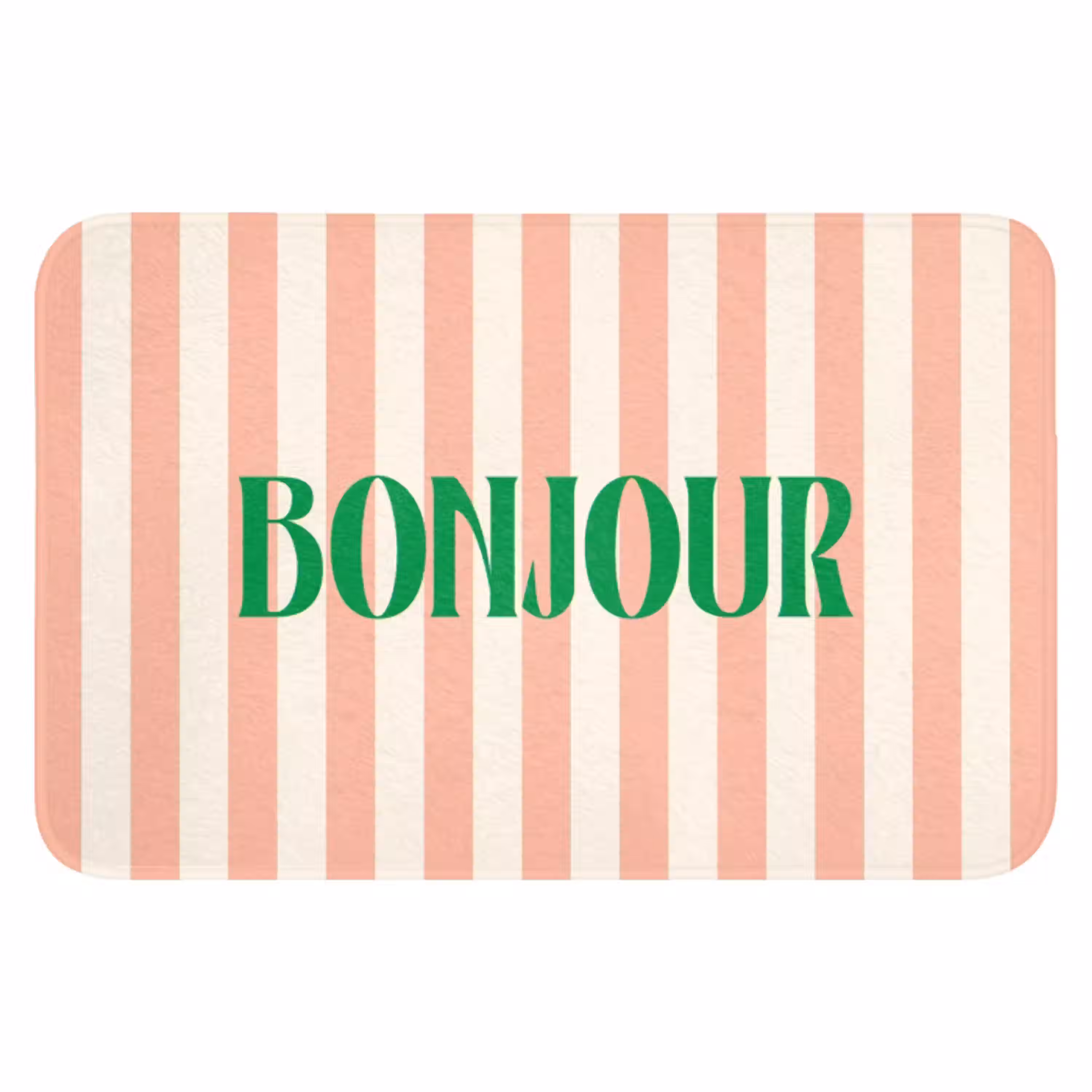 Zachtroze - Groen - Strepen - Bonjour WCmat klein -3d
