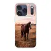 Paard - Zonsondergang - Bruin Telefoonhoesje iPhone 17 Pro klein -3d