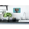 Vrouw - Blauw - Vlinder - Bloemen - Aesthetic Muursticker klein -keuken
