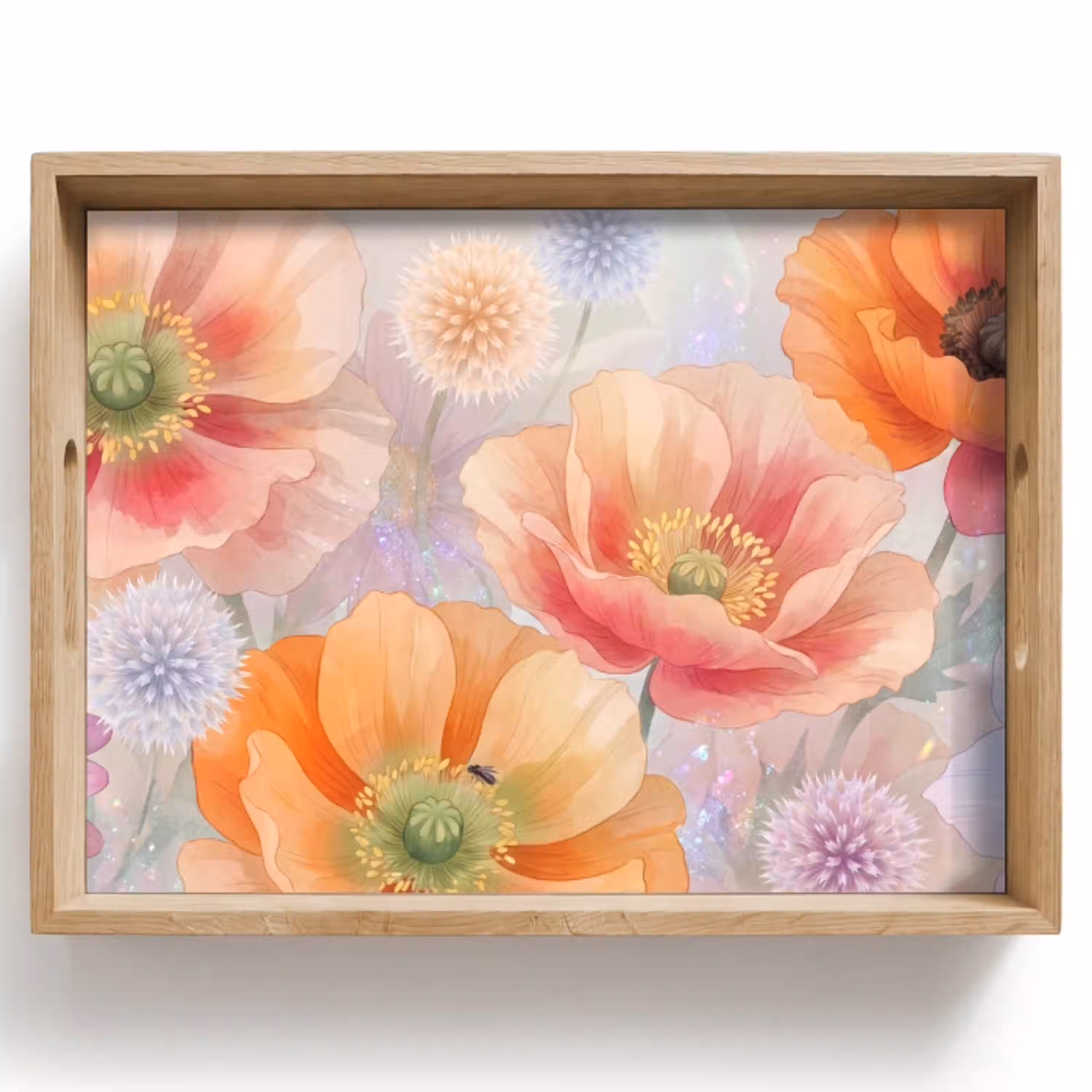 Bloemen - Aquarel - Natuur - Modern - Kleurrijk Dienblad Rechthoek middel -z3d_shopping