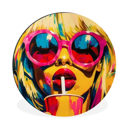 Zonnebril - Roze - Vrouw - Rietje Wandcirkel aluminium klein -3d