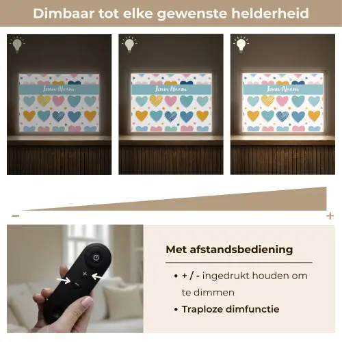 Hartjes - Pastel - Patroon Light Box met batterij (Wandlamp kind) middel -USP_dimbaarNL